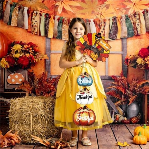 Thanksgiving Decoration Wood Pumpkin Turkey Door Wall Wreath for Front Door - Picture 2 of 8